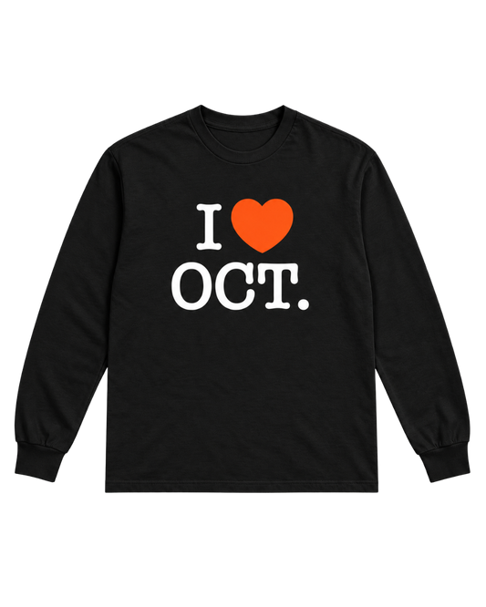 I Love October Long Sleeve - Black