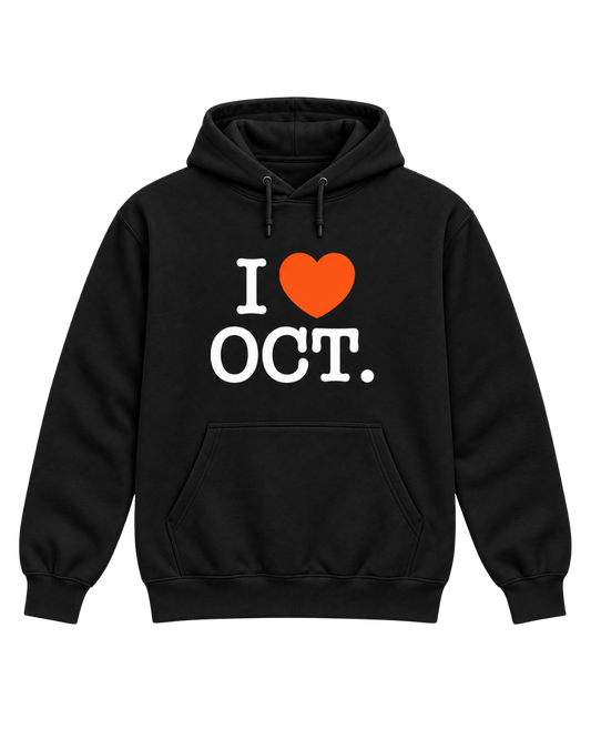 I Love October Hoodie - Black
