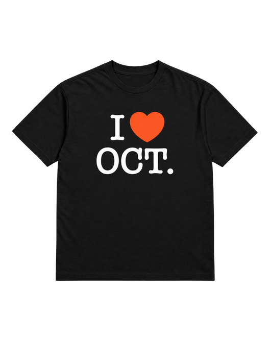 I Love October Tee - Black