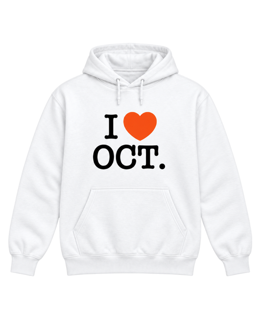 I Love October Hoodie - White
