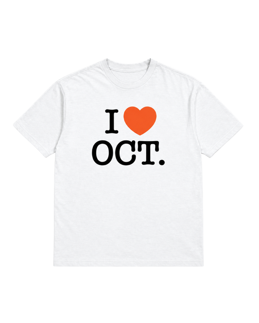 I Love October Tee - White